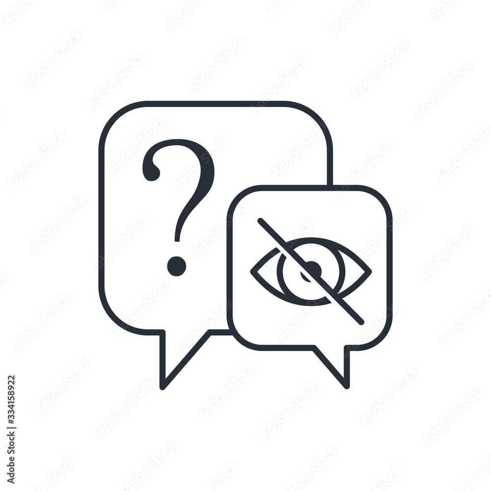 Dialogue. Question without answer . Vector linear icon on a white background.
