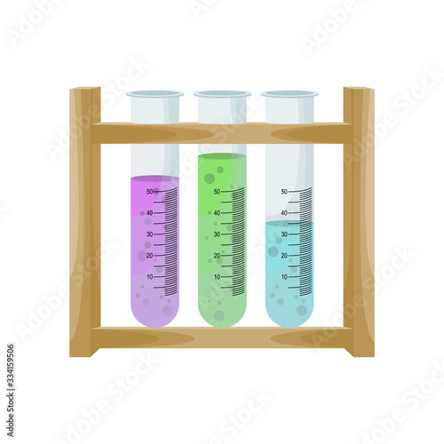 Science laboratory tubes holder with test substances. vector illustration