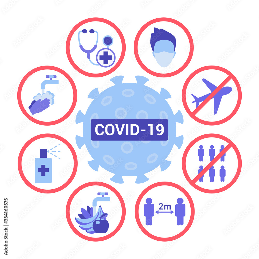 Ways to effective protect against covid 19 infographic flat vector illustration concept. Individual, collective defence in global coronavirus pandemic situation, quarantine, sanitizer, washing hands - obrazy, fototapety, plakaty 