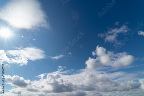 blue sky with white floating clouds  weather