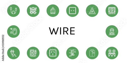wire simple icons set