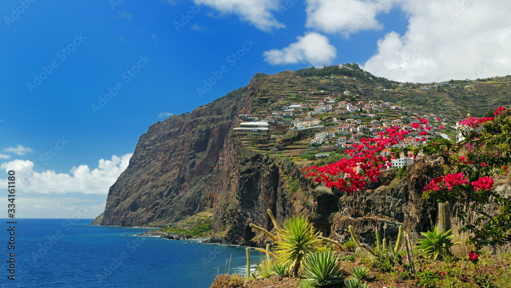 Cliff Cabo Girao at southern coast of Madeira (Portugal) -  view from Camara de Lobos