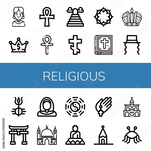 religious simple icons set