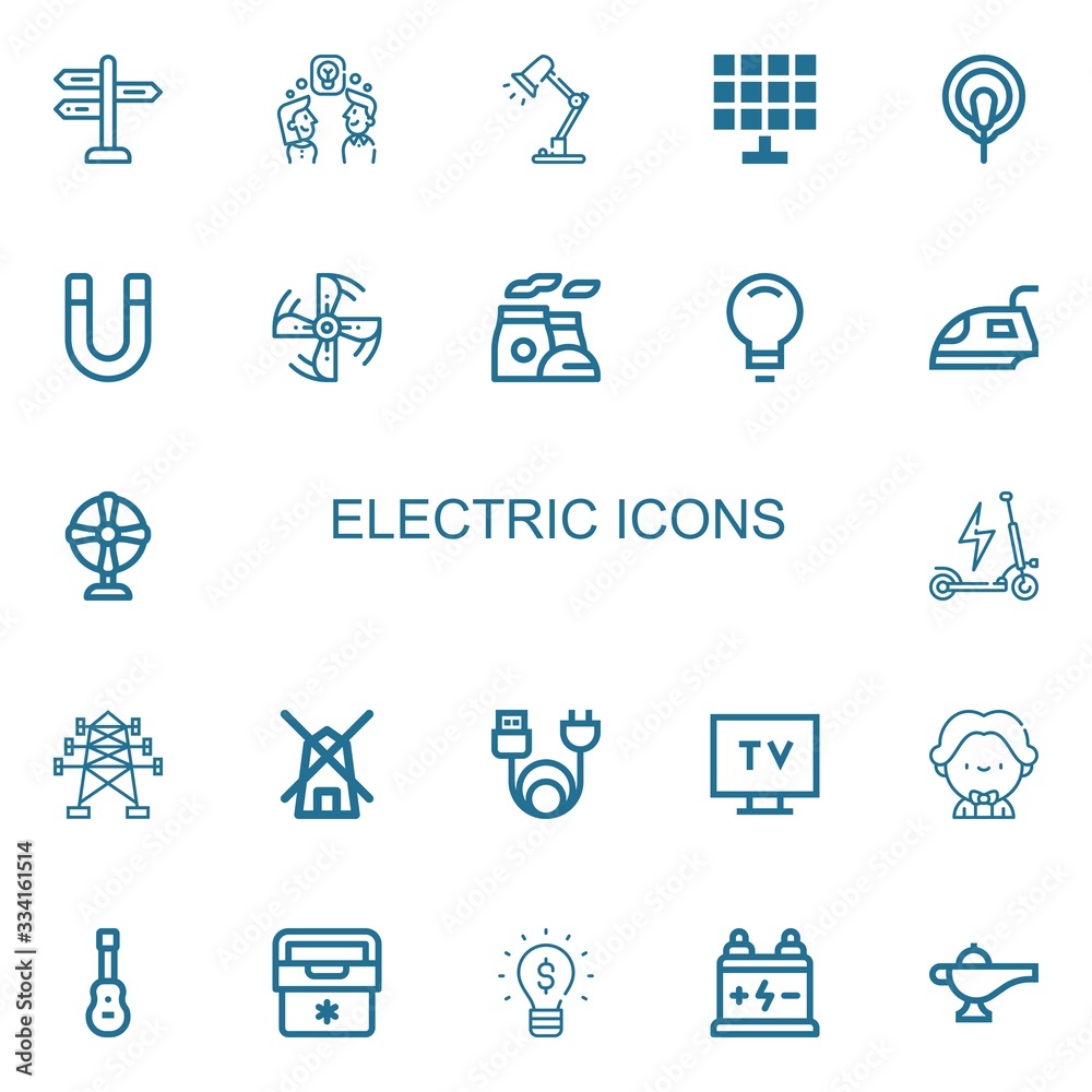 Editable 22 electric icons for web and mobile