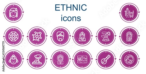 Editable 14 ethnic icons for web and mobile