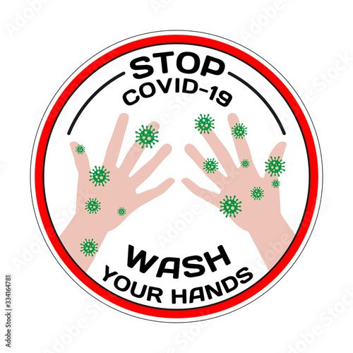 Coronavirus vector element isolated. Wash your hands
