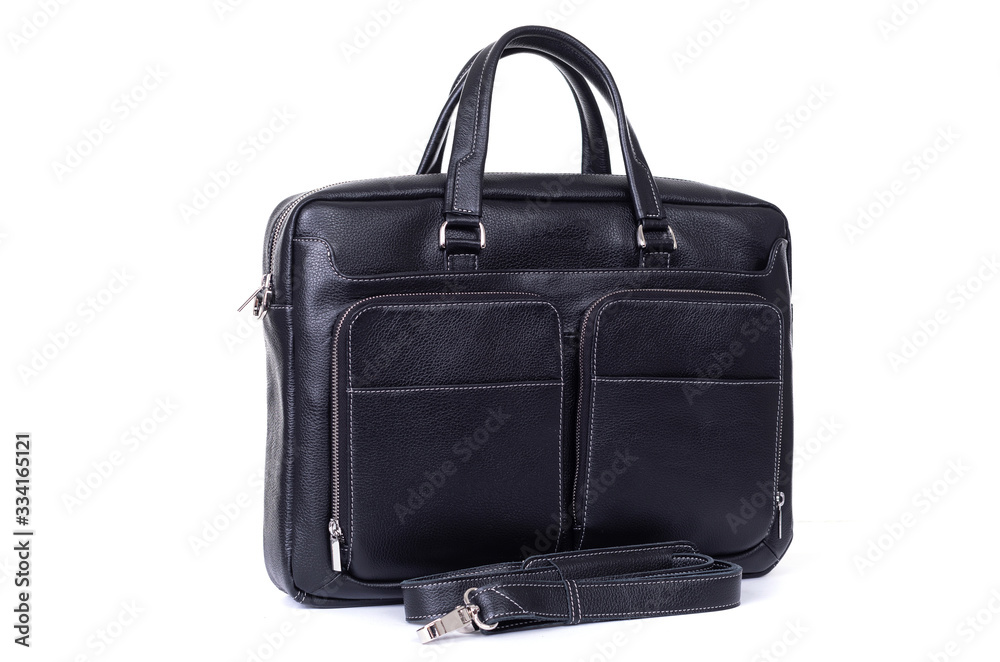 leather men's briefcase on a white background leather men's briefcase on a white background
