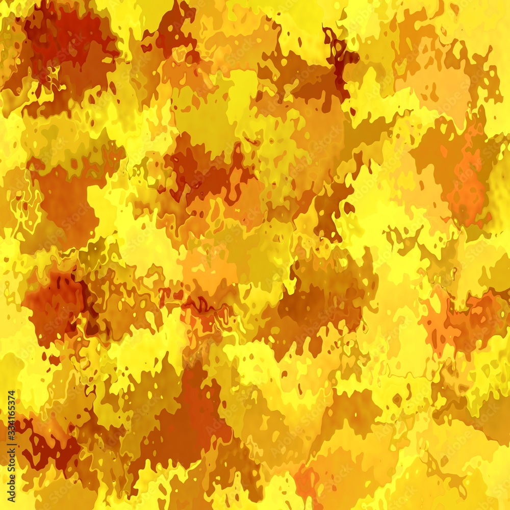 abstract stained pattern texture square background bright color - modern painting art - watercolor splotch effect - metallic gold yellow ochre orange brown