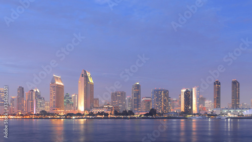 San Diego  California skyline seen at dark