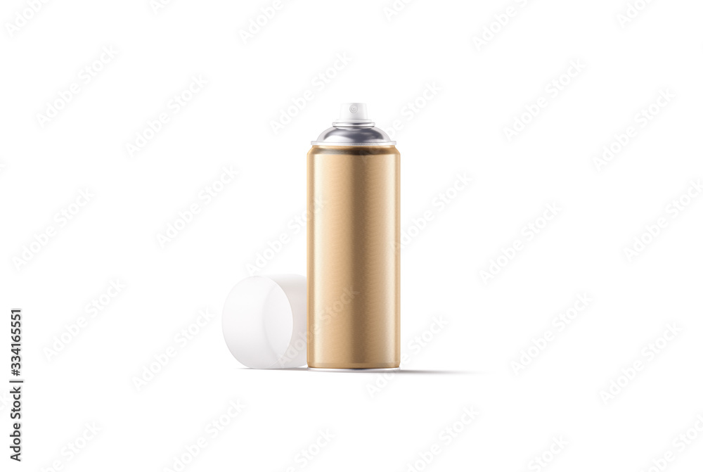 Blank gold opened spray can mock up, front view Blank gold opened spray can mock up, front view