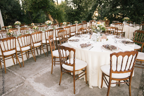 Fototapeta Naklejka Na Ścianę i Meble -  Wedding dining table. Rustic wedding.