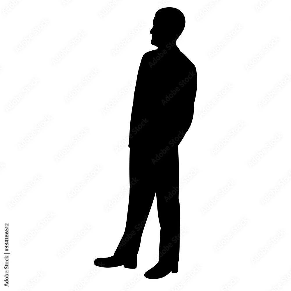 isolated, black silhouette man, guy stands
