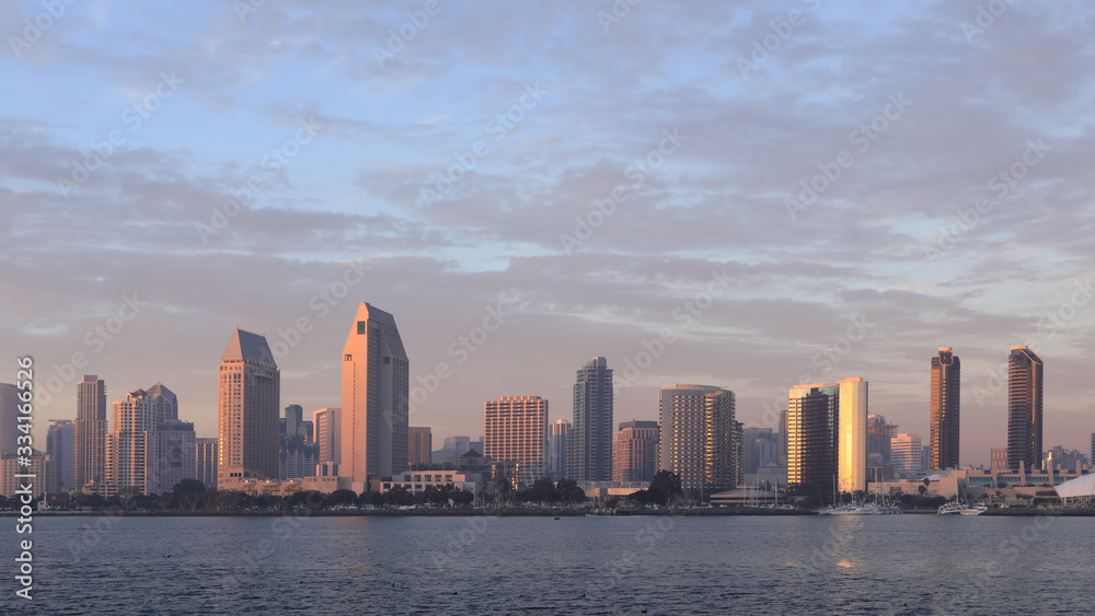 San Diego, California skyline seen at twilight
