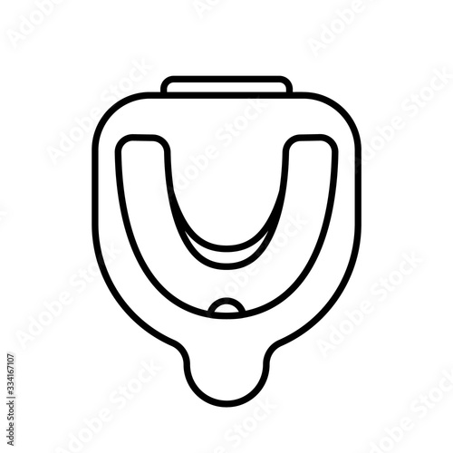 Mouthguard in box. Linear icon of storage container. Black simple illustration of protect teeth, anti snoring. Contour isolated vector image on white background