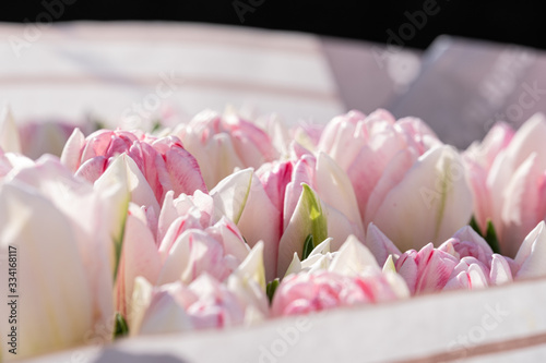 a beautiful bouquet of pink tulips