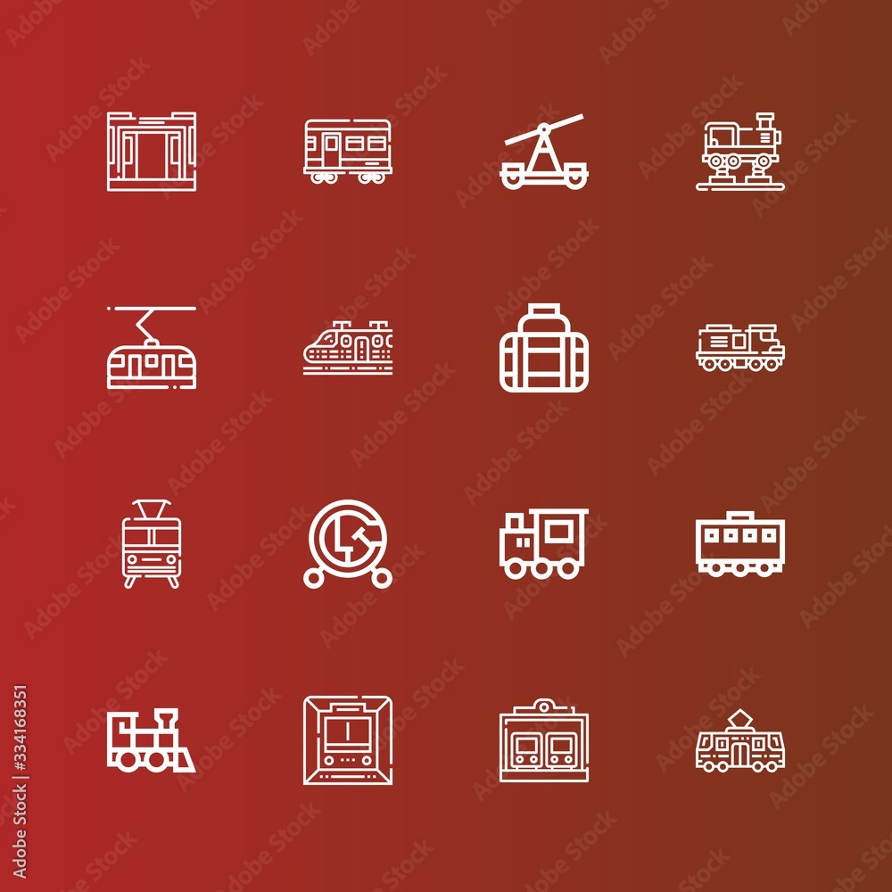 Editable 16 tram icons for web and mobile Editable 16 tram icons for web and mobile