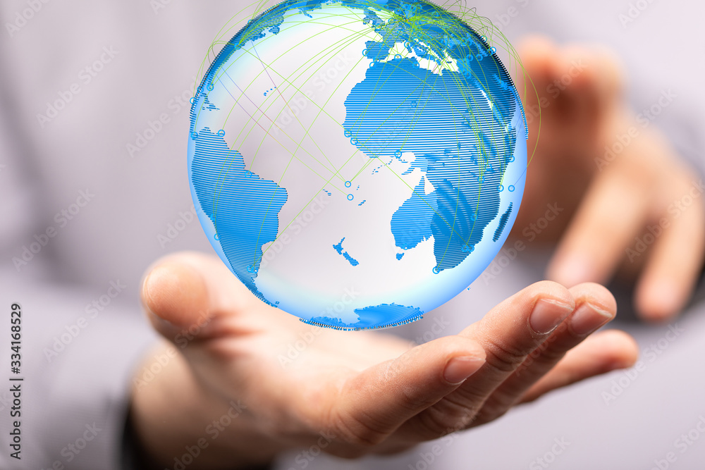 Hand Holding World digital 3d. Hand Holding World digital 3d.