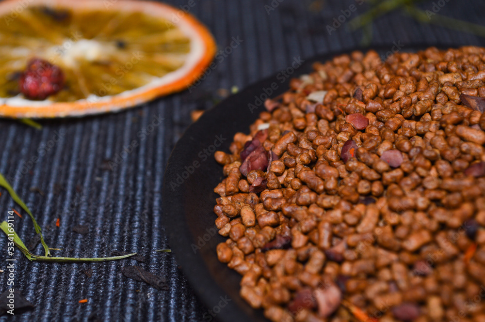 buckwheat in a wooden bowl buckwheat in a wooden bowl