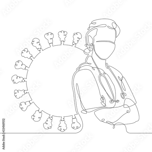 Doctor therapist virologist in a protective mask on his face