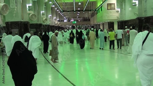 MECCA, SAUDI ARABIA,  August 2019 - Muslim pilgrims from all over the world gathered to perform Umrah or Hajj at the Haram Mosque in Mecca, Saudi Arabia, days of Hajj or Omrah