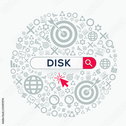  DISK mean (dominance influence steadiness conscientiousness) Word written in search bar ,Vector illustration.
