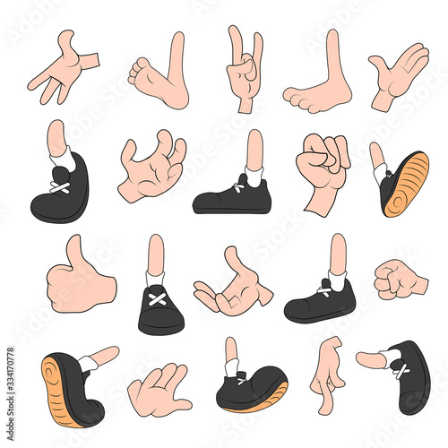 Vector set of cartoon arm and cartoon leg