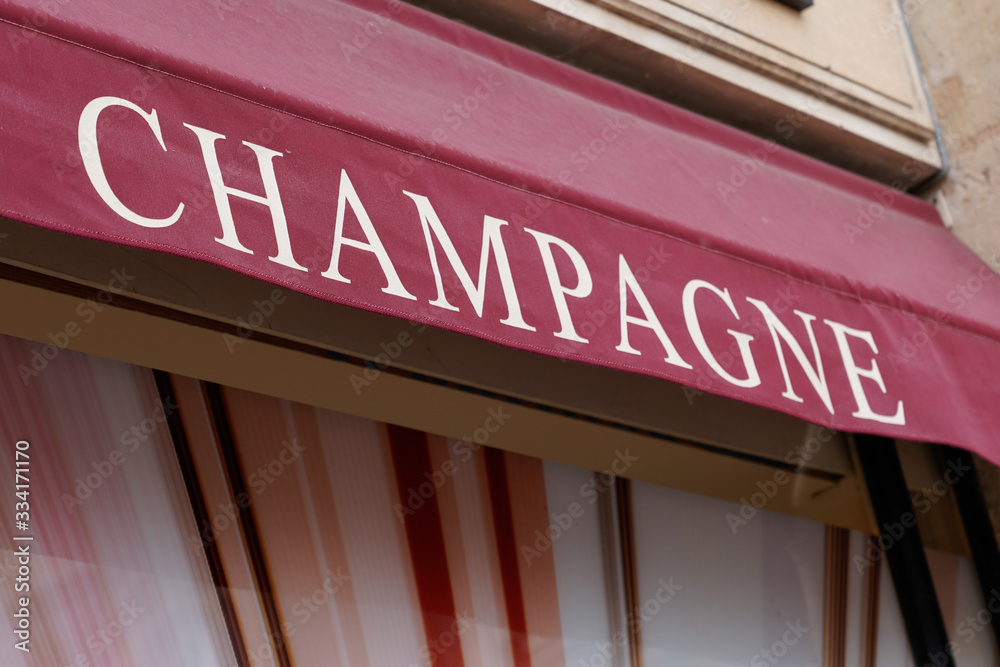 Obraz premium champagne cave sign letters wine bar showcase outdoor Cafe