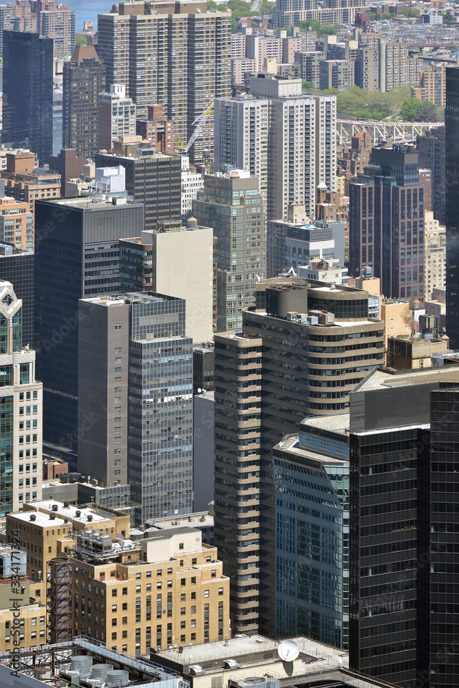 Fototapeta Amazing view of skyscrapers of New York City from birds flight. United States of America