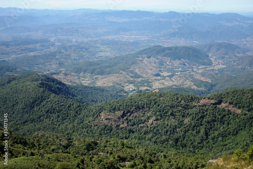 Fototapeta Naklejka Na Ścianę i Meble -  Asian Mountines with blue sky panoramic view.
