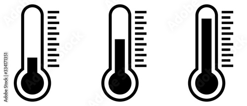 Temperature Symbol Set .Three vector thermometer showing the temperature . Thermometer icon. photo