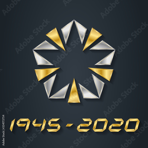 Anniversary of the victory in World War II. Vector Gold Star with Silver elements for Victory Day. 1945 - 2020.