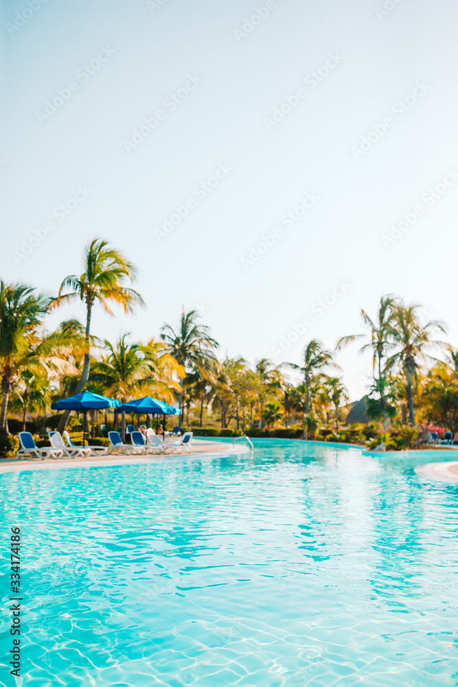 Beautiful luxury landscape around pool in hotel resort