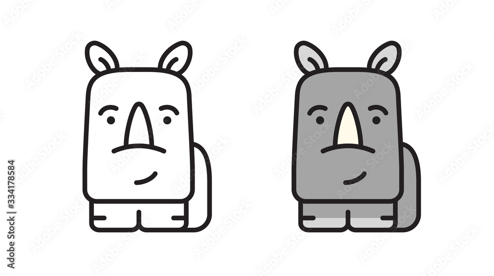 Cartoon rhino icon in a modern flat style. Simple wildlife vector illustration. Cartoon rhino icon in a modern flat style. Simple wildlife vector illustration.