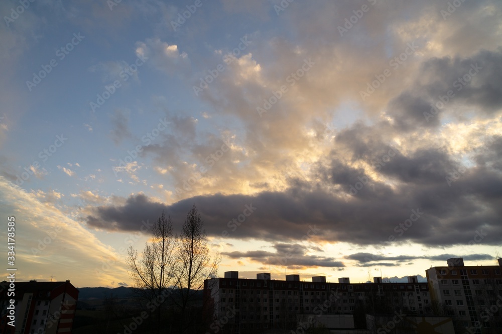 Obraz premium Sunrise or sunset over the hills and meadow. Slovakia