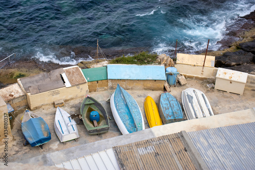 Fishing boats. The beautiful water in a good day.Aerial view.Top view. photo