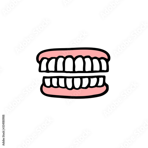 false jaw doodle icon, vector illustration