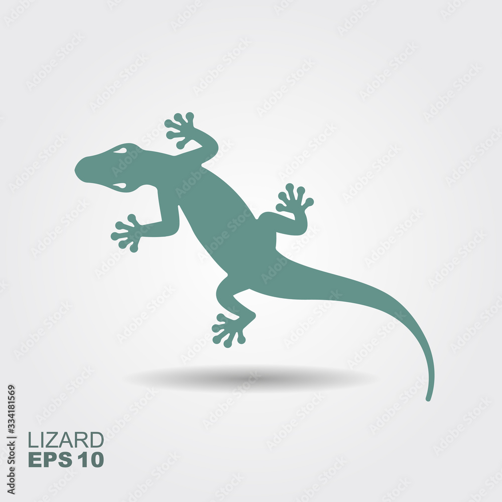 Naklejka premium Lizard. Flat monochrome icon with a shadow. Vector illustration
