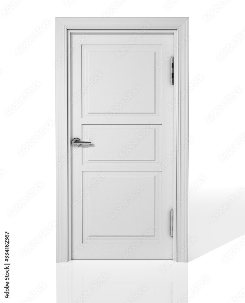 Realistic white door. 3D Illustration. Realistic white door. 3D Illustration.