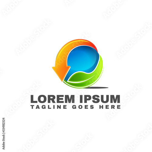 Green Environmentally Eco Friendly Renewable symbol ecology logo design vector illustration