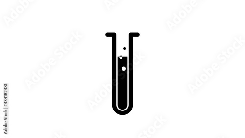 The lab s logo. Test tube icon. Bubbles from chemical reagents. Vector illustration of a medical device in a flat style.