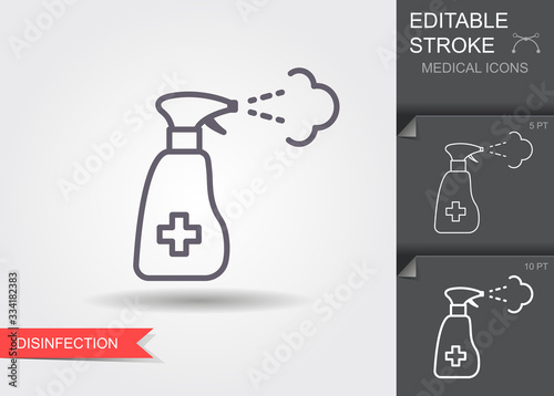 Sanitizer spray. Line icon with editable stroke