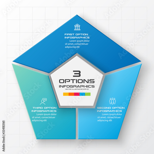 Pentagon element for infographic,Business concept with 3 options,Vector illustration.