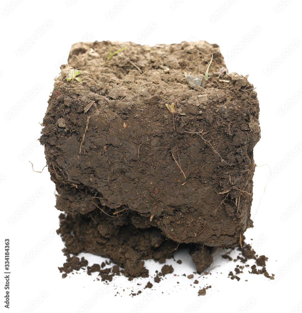 Soil, dirt pile isolated on white background and texture