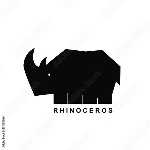 Rhinoceros animal rhino logo sign icon silhouette Modern geometric tech creative design Cartoon children's style Fashion print clothes apparel greeting invitation card cover flyer poster banner ad