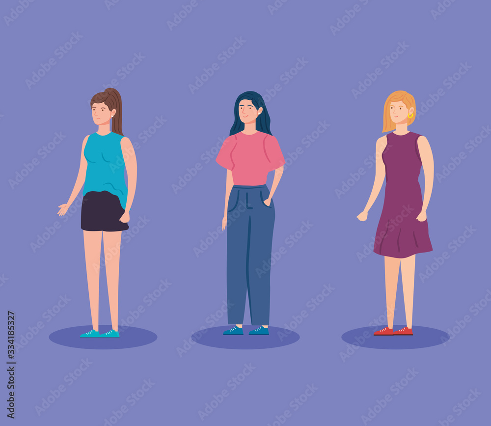 group women avatar character icon vector illustration design