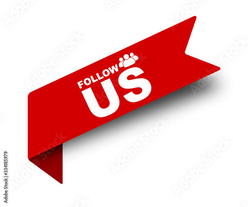 red vector illustration banner follow us