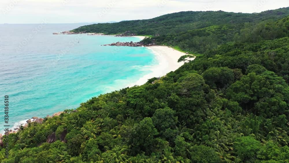 Flug über Grand Anse La Digue Seychellen