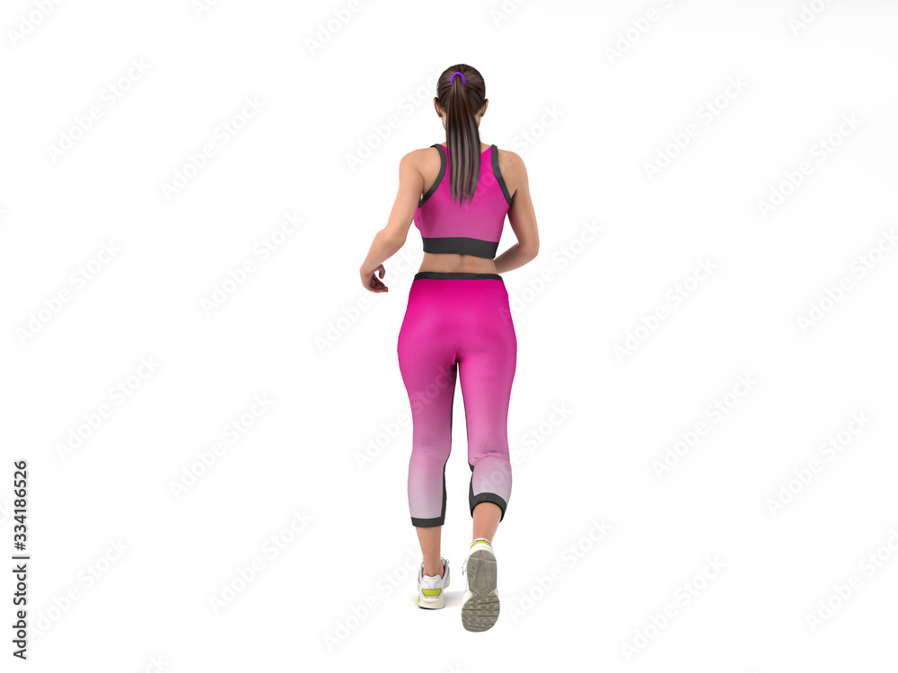 dayly fitness concept girl runs 3d render on white dayly fitness concept girl runs 3d render on white