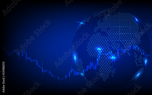 Stock market or forex trading graph in futuristic concept suitable for financial investment or Economic trends business idea and all art work design. Finance blue background