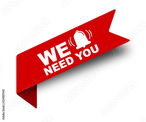 red vector illustration banner we need you